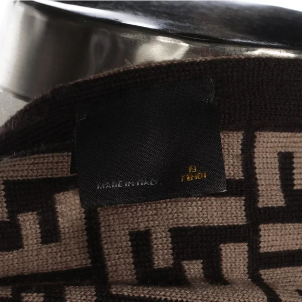 Fendi FF Logo Reversible Wool Intarsia Knit Scarf - Picture 4 of 8